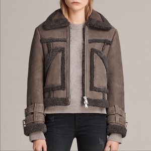 All Saints shearling and suede coat